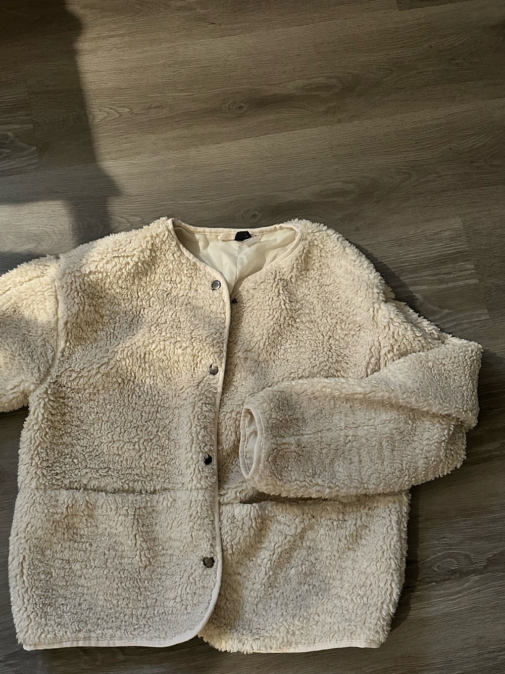 H&M Cream Teddy Sherpa Button-Front Jacket